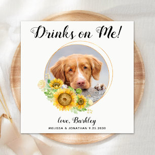 Dog Wedding Personalised Cocktail Bar Napkin