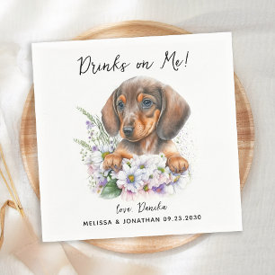 Dog Wedding Personalised Dachshund Cocktail Napkin