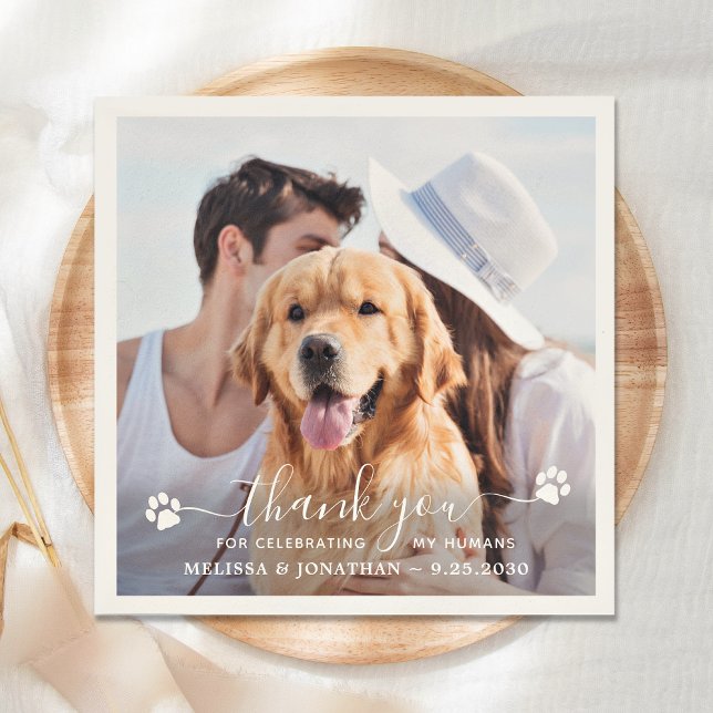 Dog Wedding Personalised Photo Thank You Napkin (Creator Uploaded)