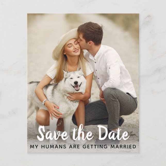 Dog Wedding Save The Date Budget QR Code Card (Front)