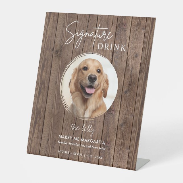Dog Wedding Signature Drinks  Pedestal Sign (Front)