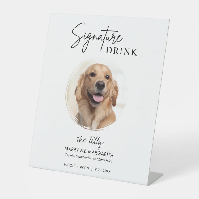 Dog Wedding Signature Drinks  Pedestal Sign (Front)