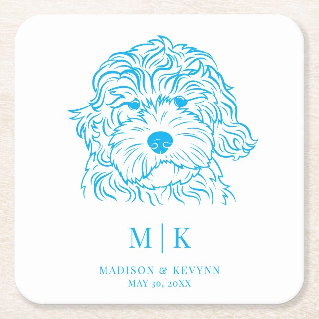 Dog Wedding Square Paper Coaster (Front)