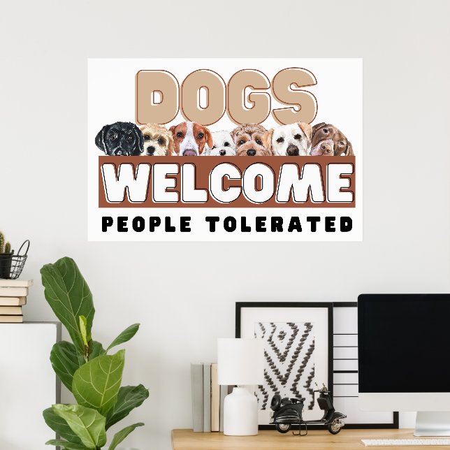 Dog Welcome Sign with Friendly Canine Faces (Home Office)