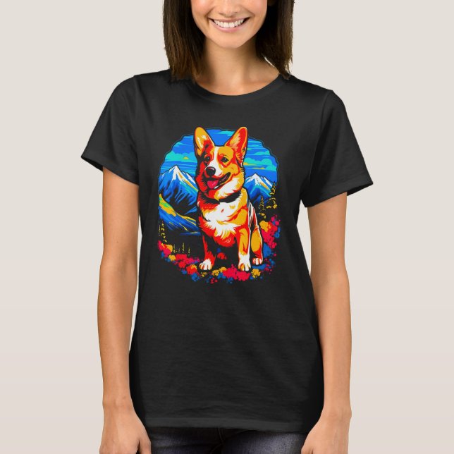 Dog Welsh Corgi Hiking T-Shirt (Front)