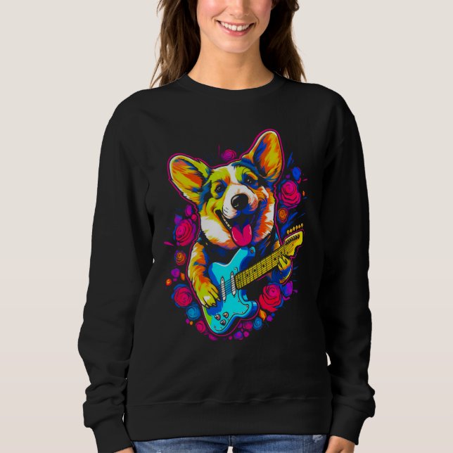 Dog Welsh Corgi Musician Sweatshirt (Front)