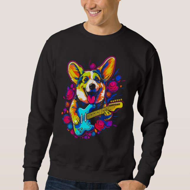 Dog Welsh Corgi Musician Sweatshirt (Front)