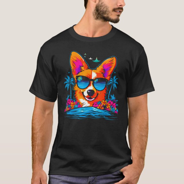 Dog Welsh Corgi Summer Vibe T-Shirt (Front)