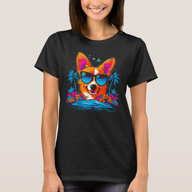 Dog Welsh Corgi Summer Vibe T-Shirt (Front)