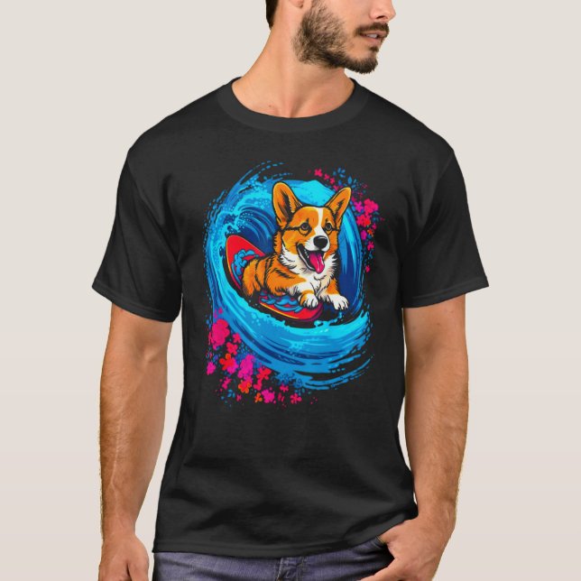 Dog Welsh Corgi Surfer T-Shirt (Front)