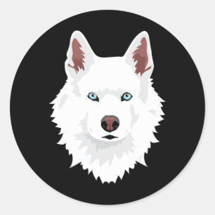 Dog   White Siberian Husky Canine White Snow Dog Classic Round Sticker