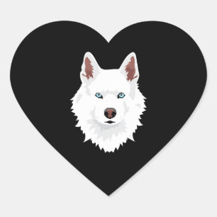 Dog   White Siberian Husky Canine White Snow Dog Heart Sticker