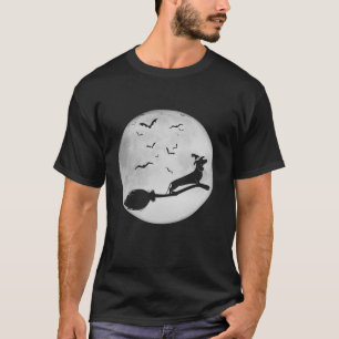 Dog Witch Broom Full Moon Dachshund Dog Halloween T-Shirt