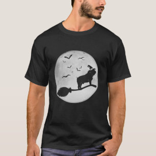 Dog Witch Broom Full Moon English Bulldog Dog Hall T-Shirt