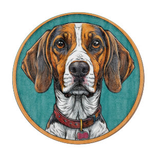 Dog With a Collar in a Circular Frame Cutting Board