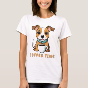 dog with a cup coffee T-Shirt