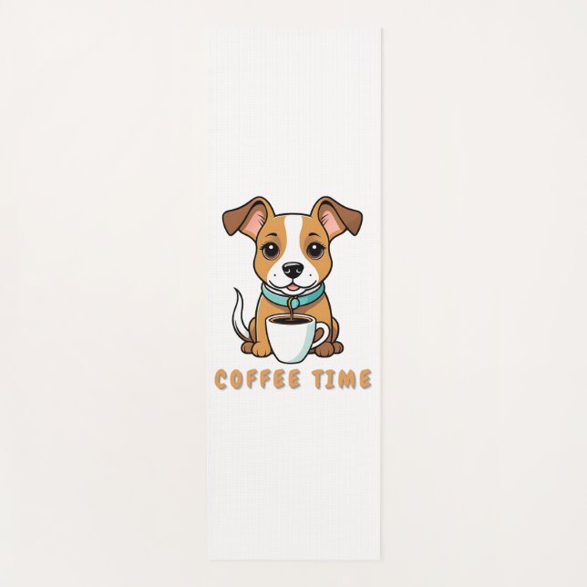 dog with a cup coffee yoga mat (Front)