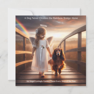 Dog with Angel Cross Rainbow Bridge Sympathy Card