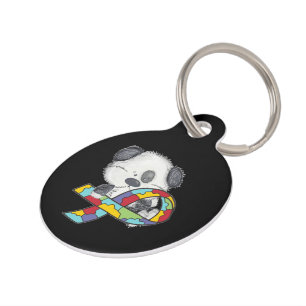 Dog With Autism Awareness Ribbon Pet Tag