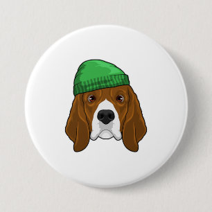 Dog with Beanie 7.5 Cm Round Badge