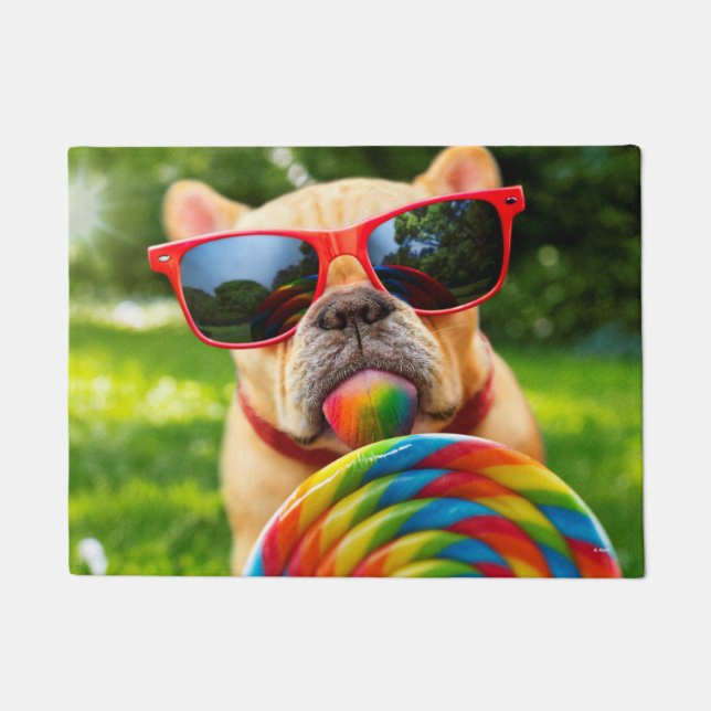 Dog With Big Lollipop Doormat (Front)