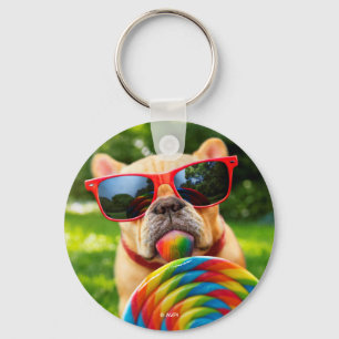 Dog With Big Lollipop Key Ring
