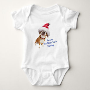 Dog With Big Santa Hat Baby Bodysuit