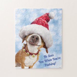 Dog With Big Santa Hat Jigsaw Puzzle