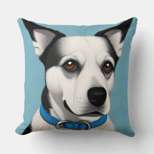 Dog with Blue Collar Pet Lover Home Decor Accent Cushion