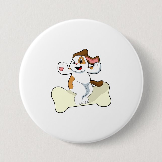 Dog with Bone 7.5 Cm Round Badge (Front)