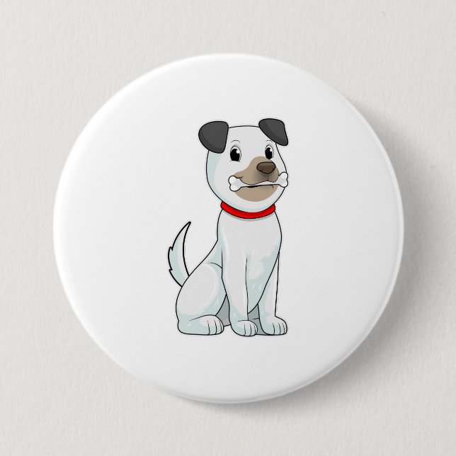 Dog with Bone 7.5 Cm Round Badge (Front)