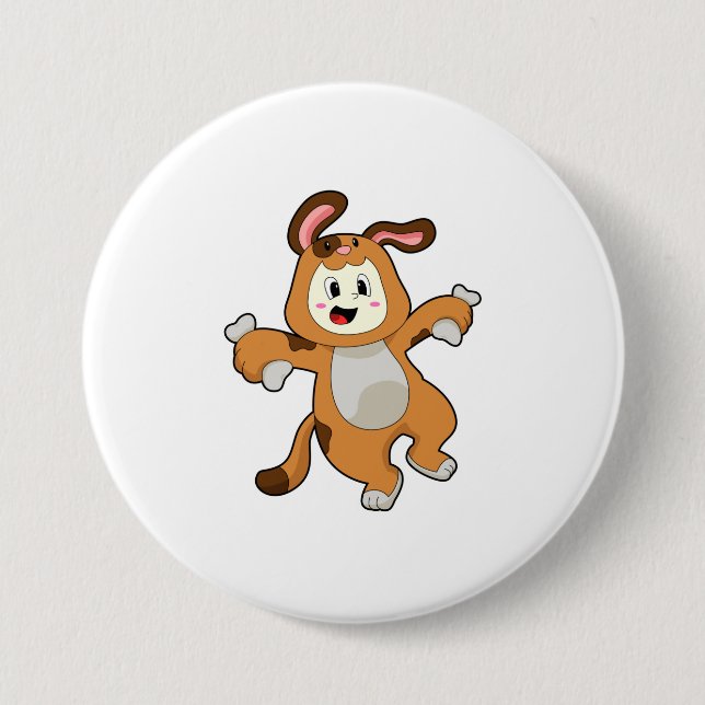 Dog with Bone as Rabbit 7.5 Cm Round Badge (Front)