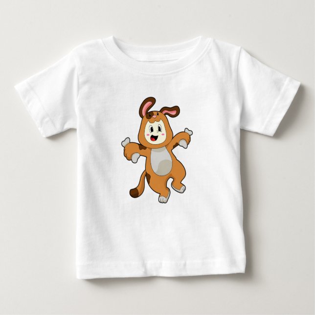 Dog with Bone as Rabbit Baby T-Shirt (Front)