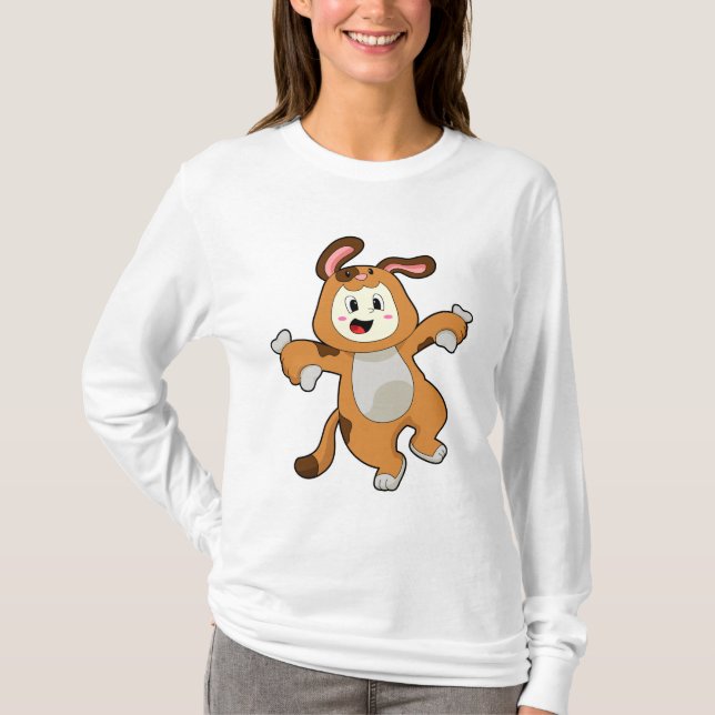 Dog with Bone as Rabbit T-Shirt (Front)