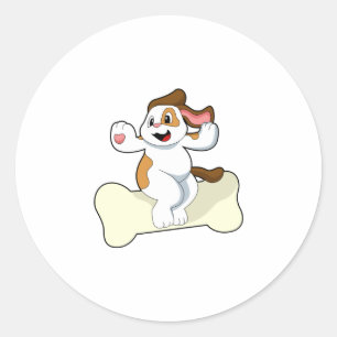 Dog with Bone Classic Round Sticker