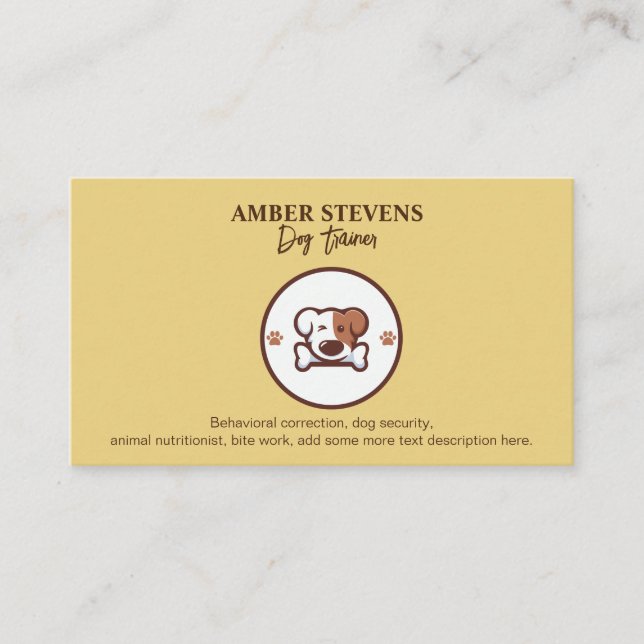 Dog with Bone logo Business Card (Front)