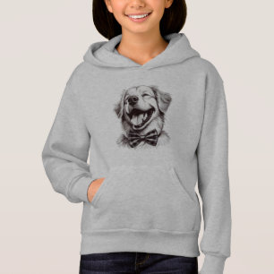 dog with bow tie laughing