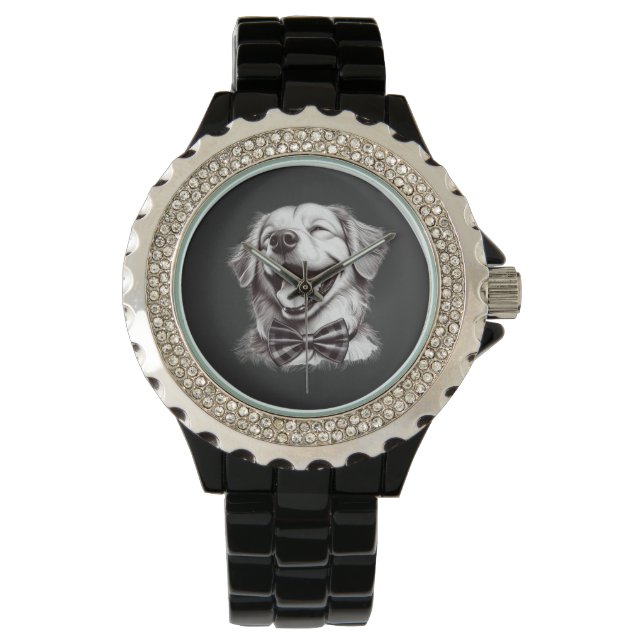 dog with bow tie laughing watch (Front)