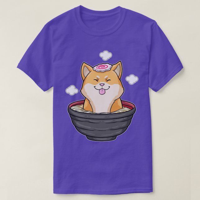 Dog with Bowl of Ramen Soup T-Shirt (Design Front)