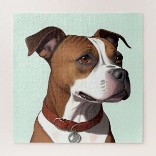 Dog With Brown and White Coat and Collar Jigsaw Puzzle