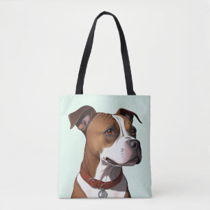 Dog With Brown and White Coat and Collar Tote Bag