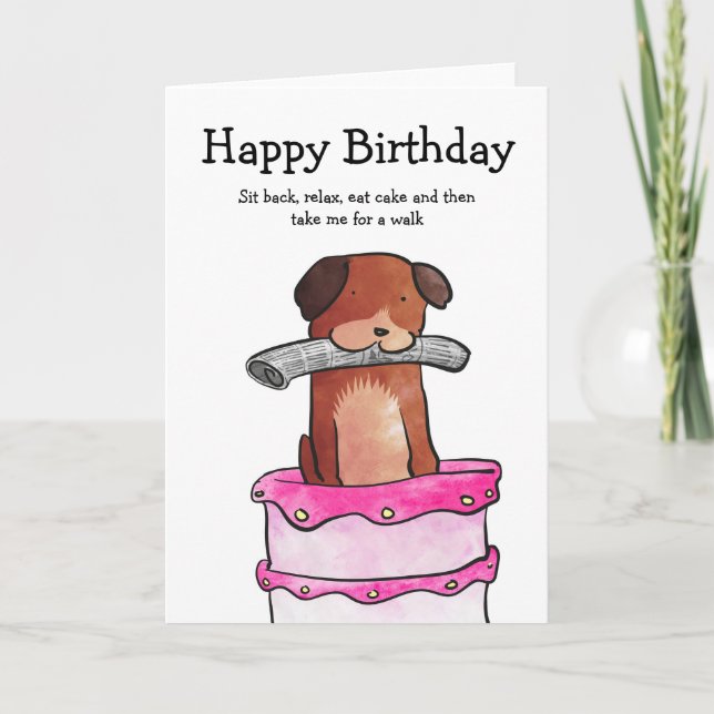 Dog with cake birthday card (Front)