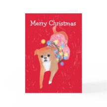 Dog with Christmas Lights Card