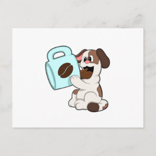 Dog with Cup of Coffee Postcard