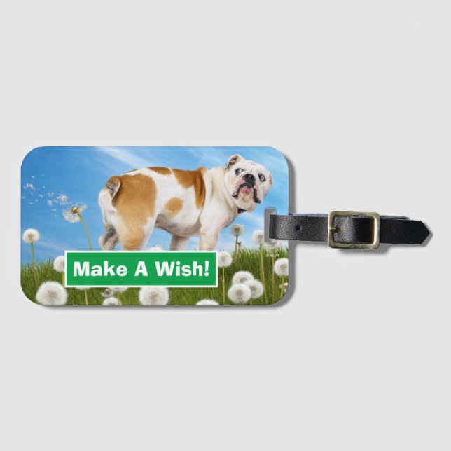 Dog With Dandelion Luggage Tag (Front Horizontal)