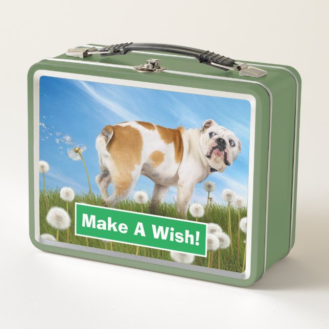 Dog With Dandelion Metal Lunch Box (Front)