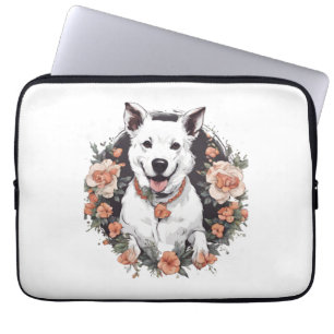 Dog with Flower Laptop Sleeve
