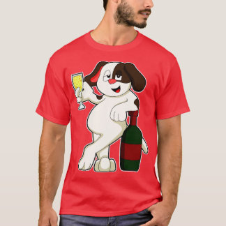 Dog with Glass Bottle of White wine T-Shirt