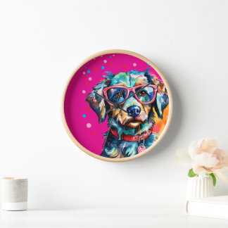 Dog with Glasses Clock
