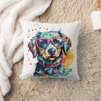 Dog with Glasses Cushion